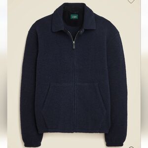 J Crew Wool-blend sweater fleece jacket CF336  Sz XL Navy